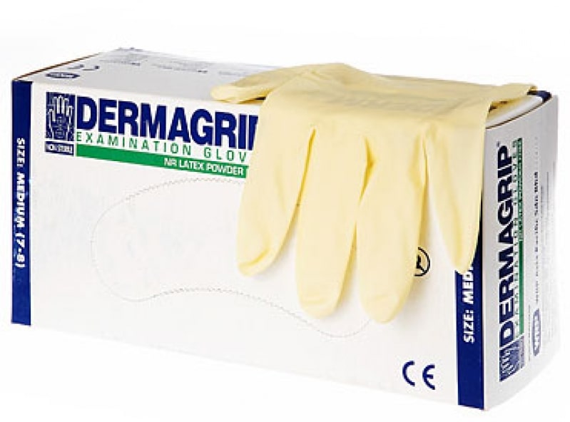 Одноразовые латексные перчатки DERMAGRIP Classic